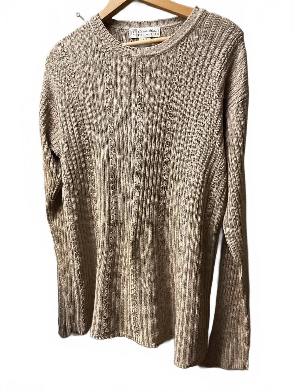 Laura Martin Collection Beige Silk Blend Pullover Sweater Size L